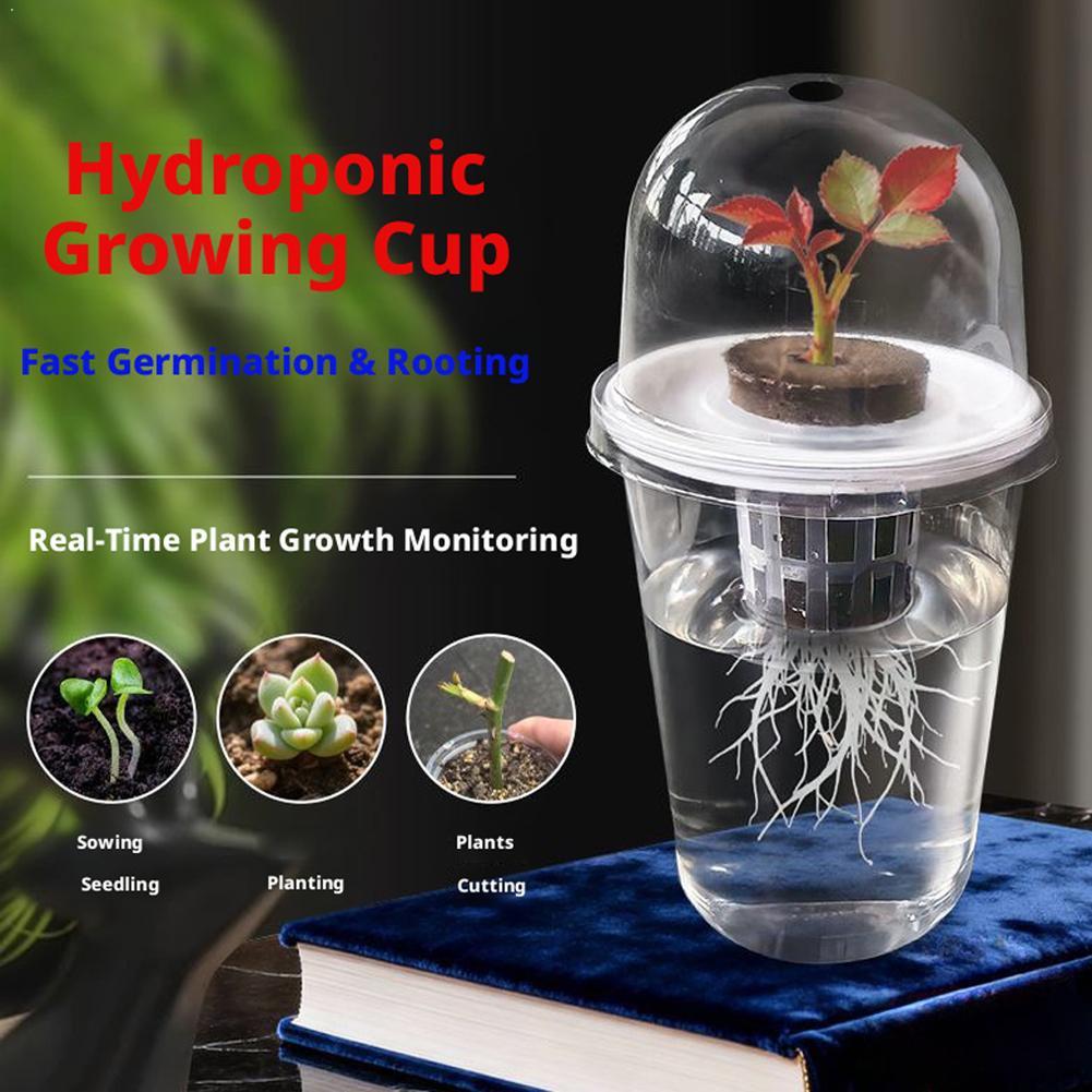 Hydroponic Tower - ถ้วยปลูกพืชแบบไฮโดรโปนิกส์สำหรับเพาะกล้าผัก กระถางพลาสติกใส ระบบรากมองเห็นได้ สำหรับการงอกของเมล็ดในโรงเรือน