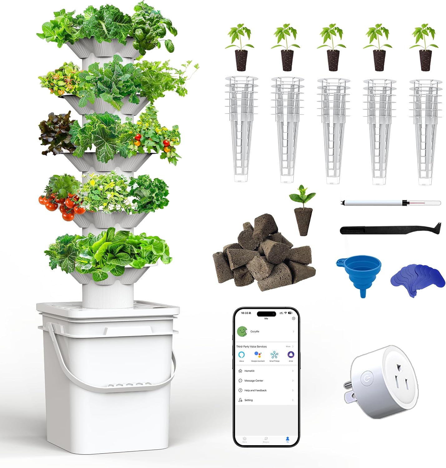 Indoor Garden Kit - ชุดอุปกรณ์ปลูกพืชแบบไฮโดรโปนิกส์ 5 ชั้น พร้อมช่องปลูก 30 ช่อง
