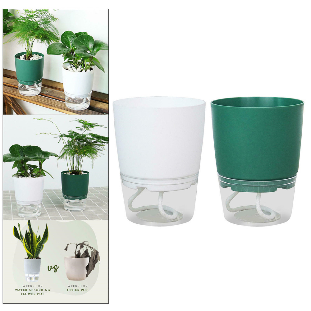 Hydroponic Grow Pod - กระถางดอกไม้พลาสติกใสสองชั้นพร้อมสารเรซินสำหรับรดน้ำต้นไม้อัตโนมัติสำหรับสำนักงาน