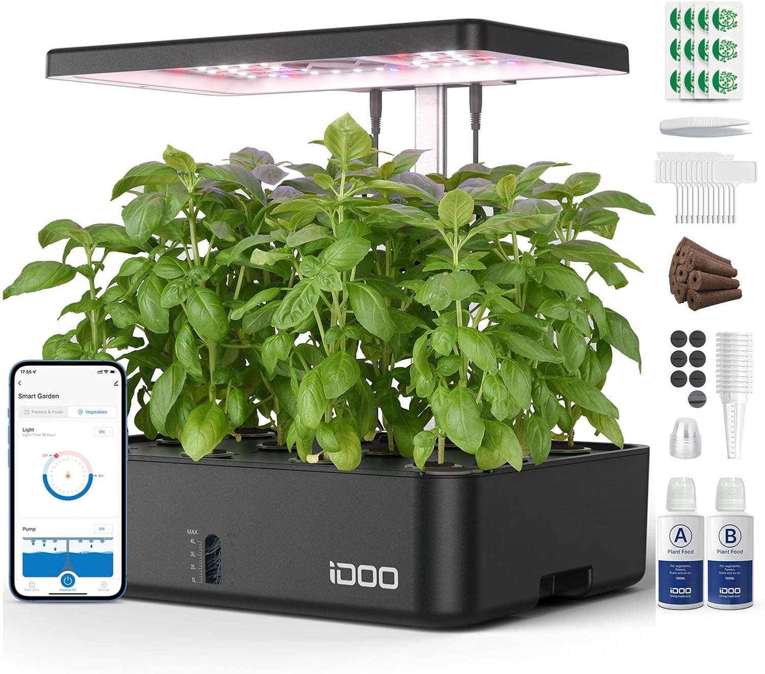 Indoor Garden Kit - ระบบปลูกพืชไฮโดรโพนิกส์แบบ WiFi 12 ช่อง พร้อมชุดปลูกสมุนไพรในร่ม ไฟ
