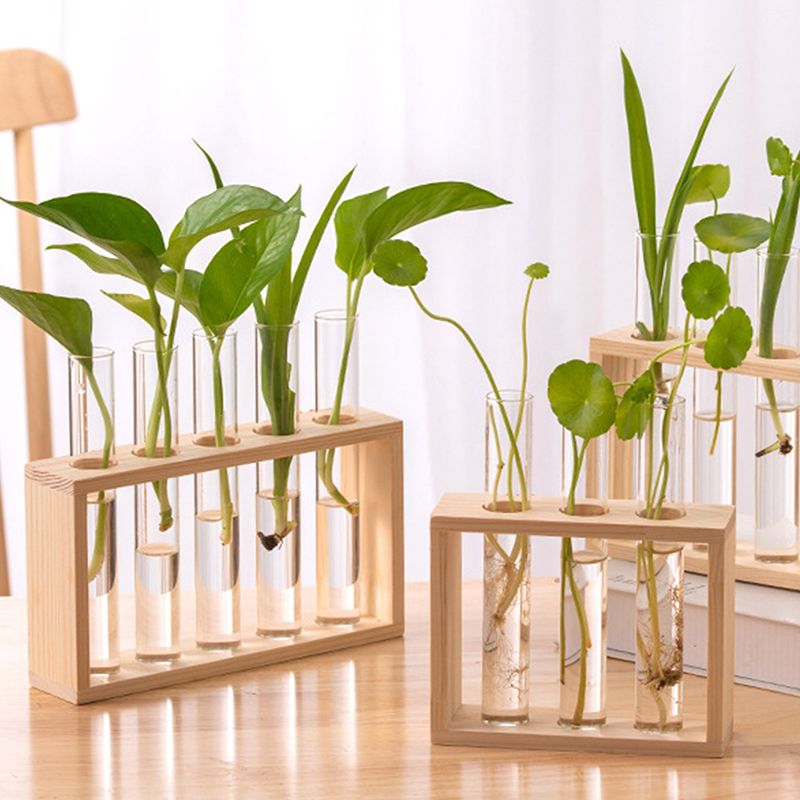 Hydroponic Grow Pod - พืช Hydroponic คอนเทนเนอร์กรอบไม้โปร่งใสหลอดทดสอบแก้วแจกันดอกไม้หม้อบ้านโต๊ะบอนไซตกแต่งงานฝีมือ