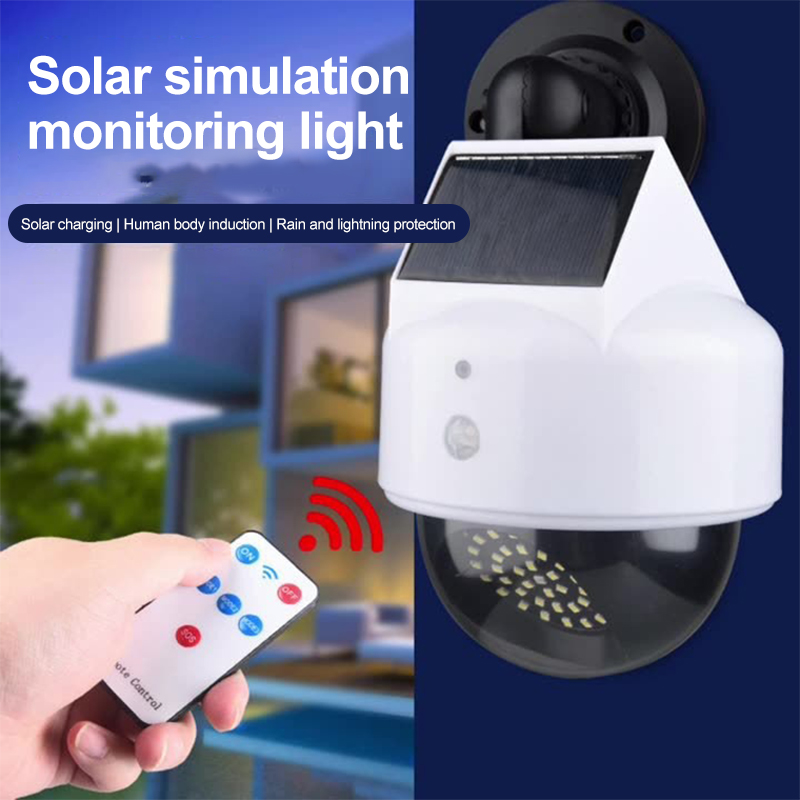 Garden Camera - โคมไฟกล้องวงจรปิดพลังงานแสงอาทิตย์ปลอมสำหรับถ่ายภาพจำลองพลังงานแสงอาทิตย์, โคมไฟกลางคืนกลางแจ้งเซ็นเซอร์ตรวจจับการเคลื่อนไหวกล้องปลอมโคมไฟสวนริมถนนโคมไฟติดผนัง